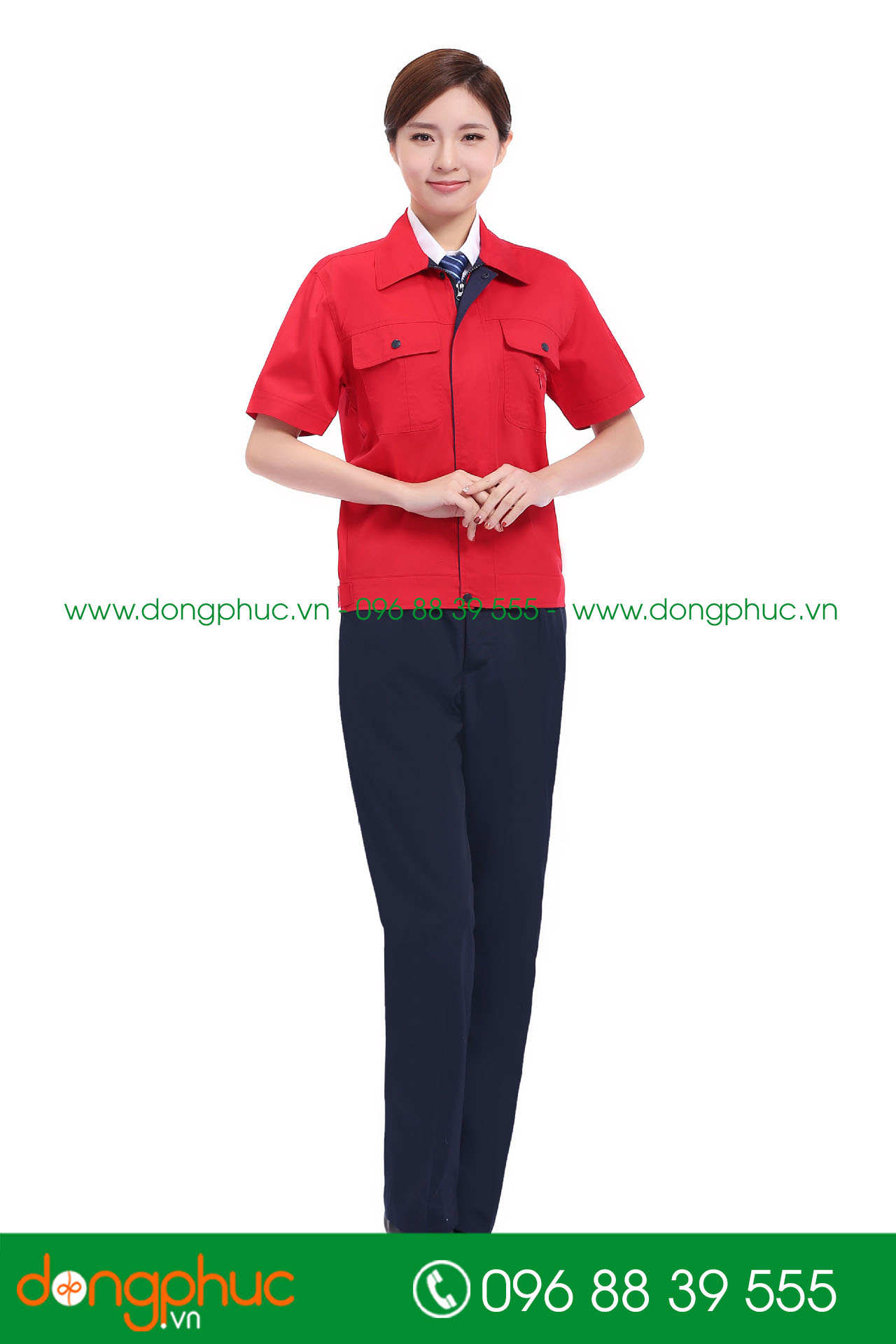 Mẫu bảo hộ màu đỏ phối tím than cộc tay